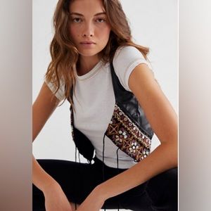 Free People Black Vest XS with detailing